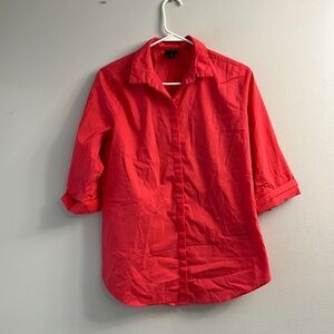 Red orange button down top